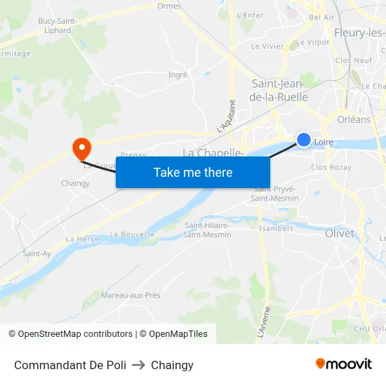 Commandant De Poli to Chaingy map