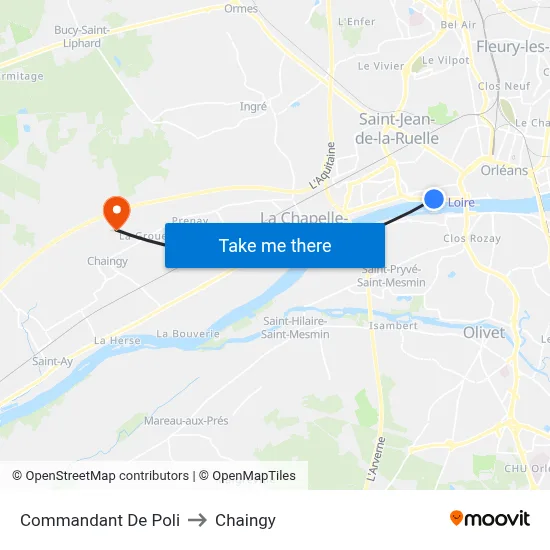 Commandant De Poli to Chaingy map