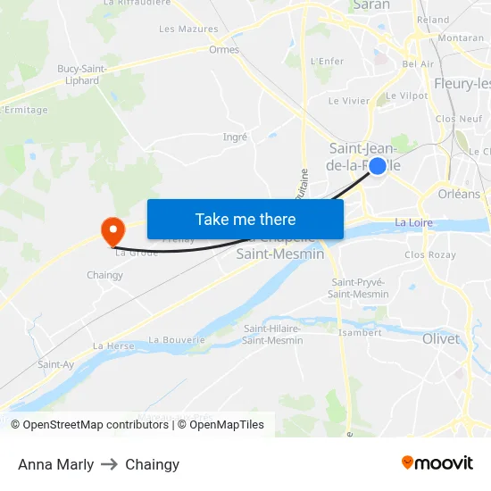 Anna Marly to Chaingy map