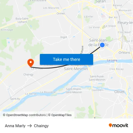 Anna Marly to Chaingy map