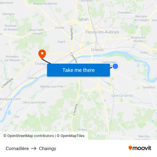 Cornaillère to Chaingy map