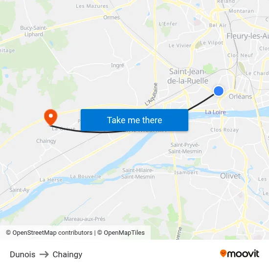 Dunois to Chaingy map
