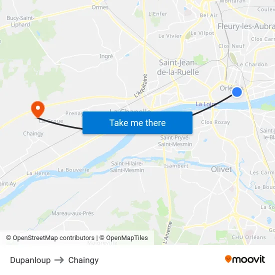 Dupanloup to Chaingy map