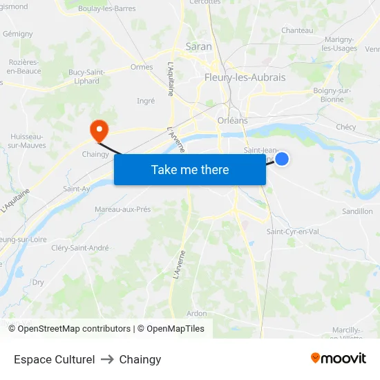Espace Culturel to Chaingy map