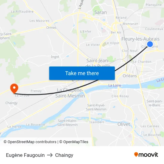 Eugène Faugouin to Chaingy map