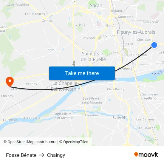 Fosse Bénate to Chaingy map