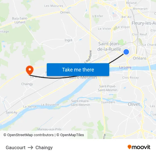 Gaucourt to Chaingy map