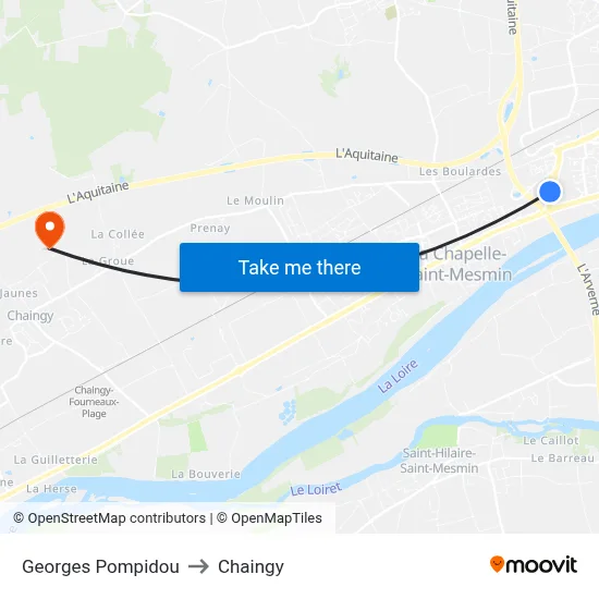 Georges Pompidou to Chaingy map