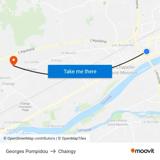 Georges Pompidou to Chaingy map