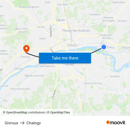 Givroux to Chaingy map
