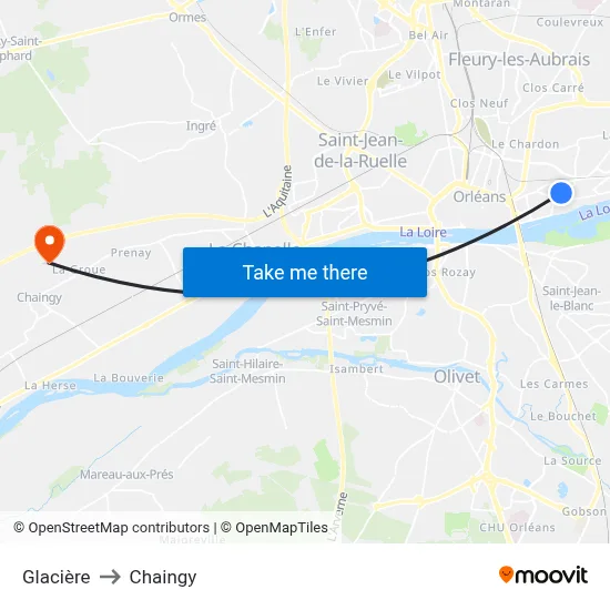 Glacière to Chaingy map
