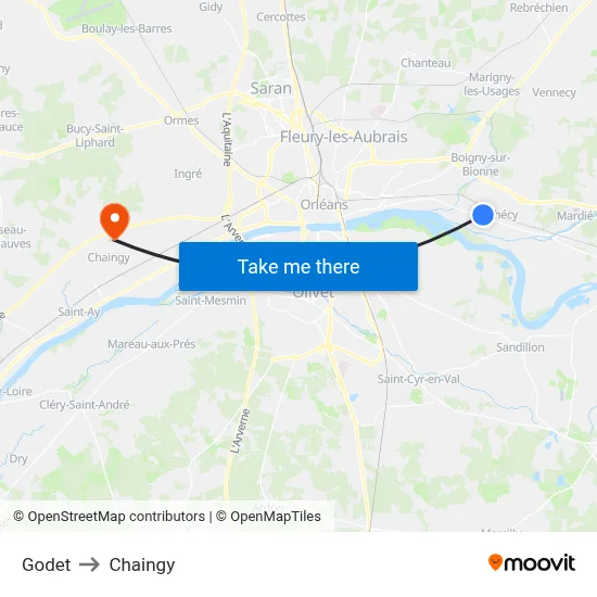 Godet to Chaingy map