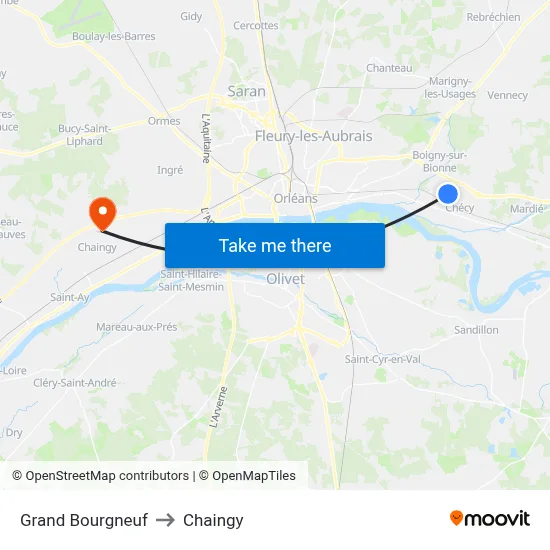 Grand Bourgneuf to Chaingy map