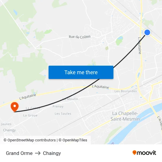 Grand Orme to Chaingy map