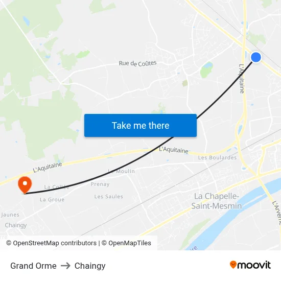 Grand Orme to Chaingy map