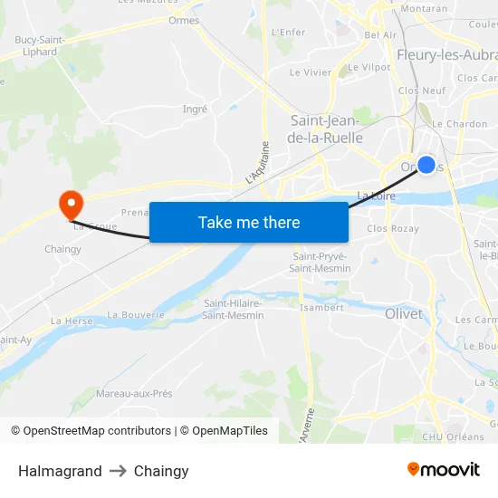 Halmagrand to Chaingy map