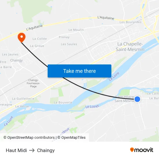 Haut Midi to Chaingy map