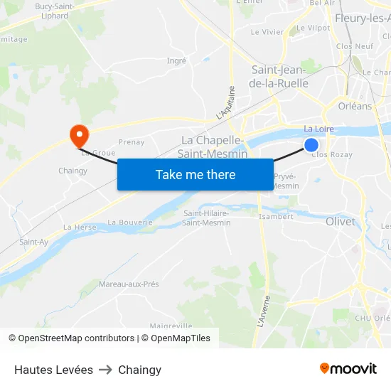 Hautes Levées to Chaingy map