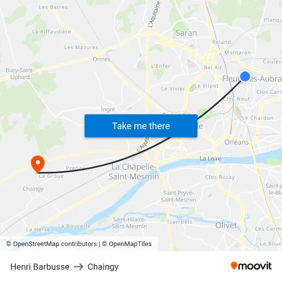 Henri Barbusse to Chaingy map