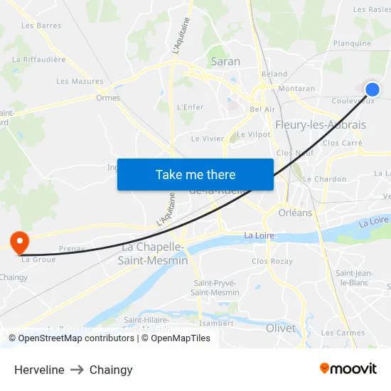 Herveline to Chaingy map