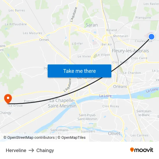 Herveline to Chaingy map