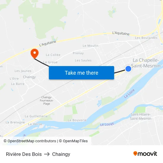 Rivière Des Bois to Chaingy map