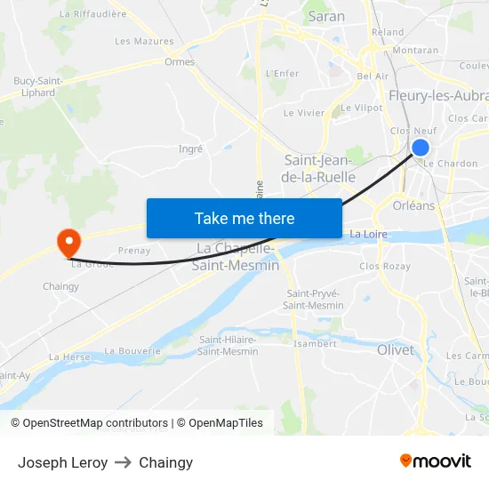 Joseph Leroy to Chaingy map
