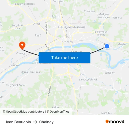 Jean Beaudoin to Chaingy map