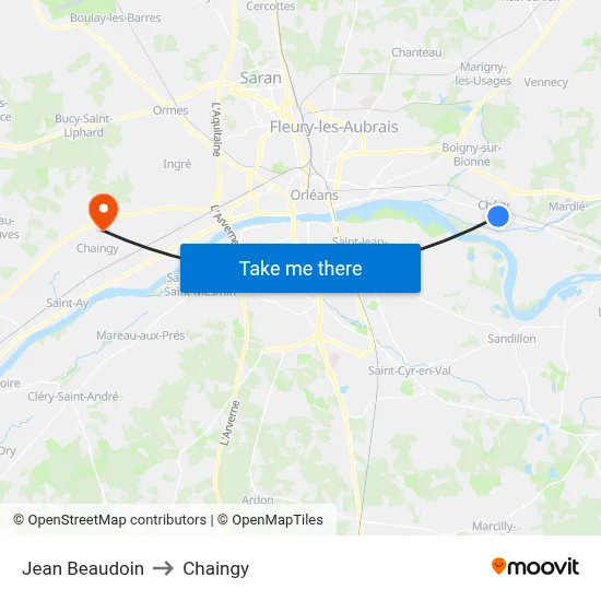 Jean Beaudoin to Chaingy map