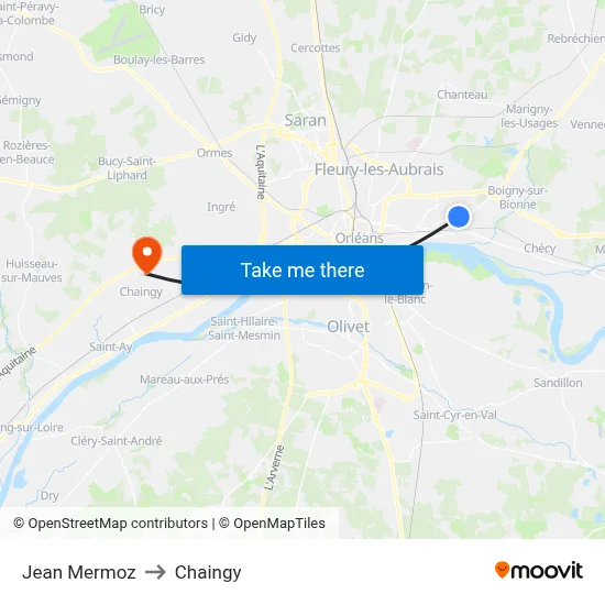 Jean Mermoz to Chaingy map