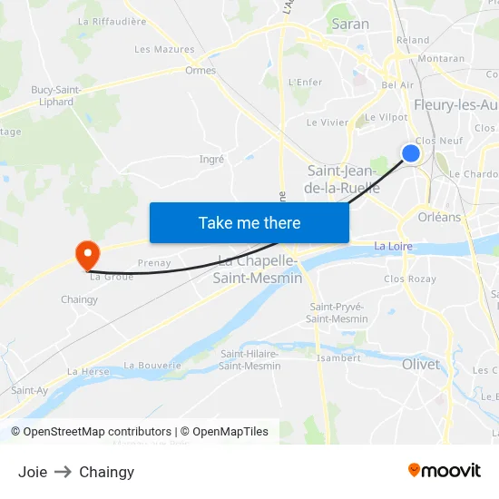 Joie to Chaingy map
