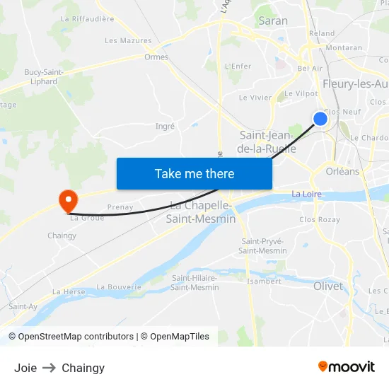 Joie to Chaingy map