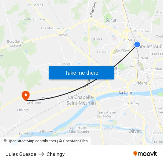 Jules Guesde to Chaingy map