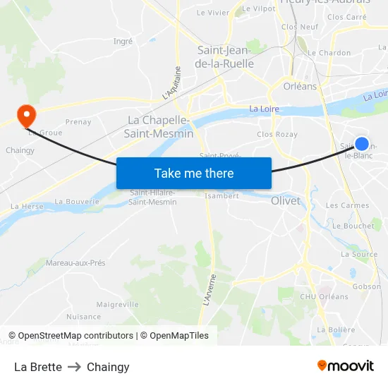 La Brette to Chaingy map