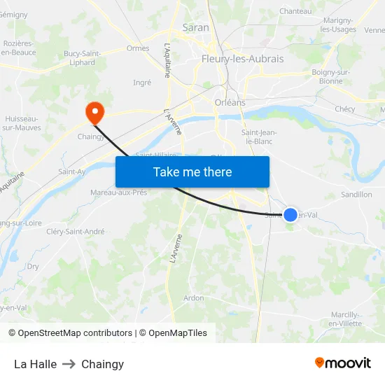 La Halle to Chaingy map