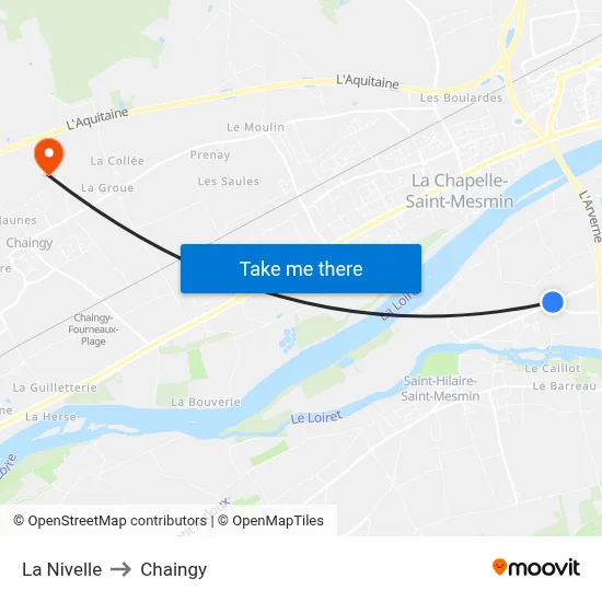 La Nivelle to Chaingy map
