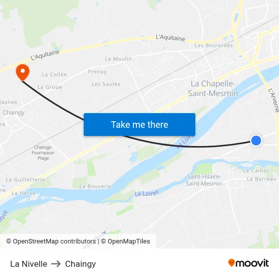 La Nivelle to Chaingy map