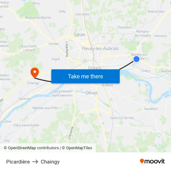 Picardière to Chaingy map