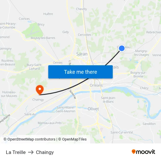 La Treille to Chaingy map