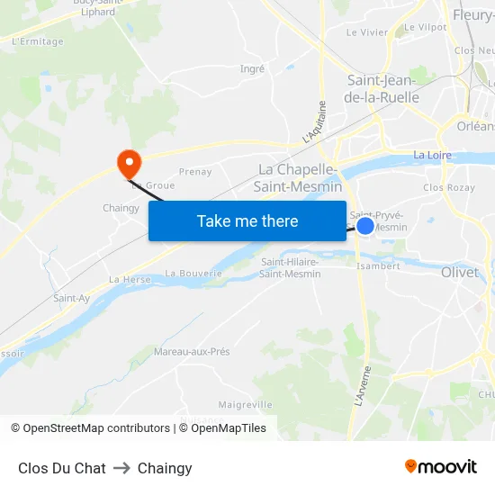 Clos Du Chat to Chaingy map