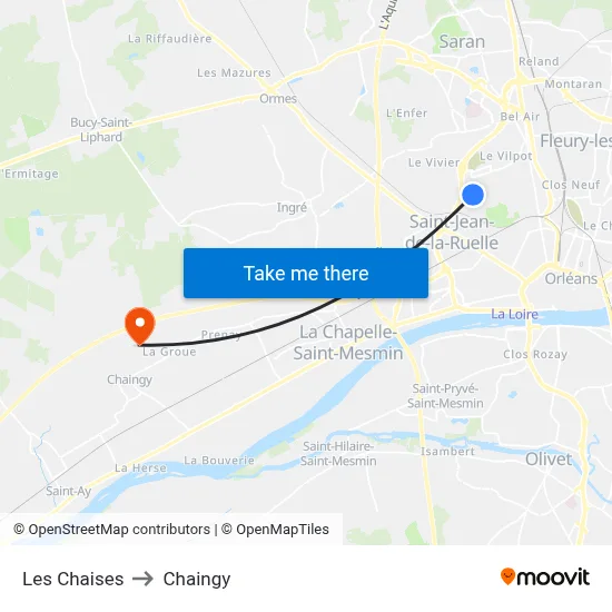Les Chaises to Chaingy map