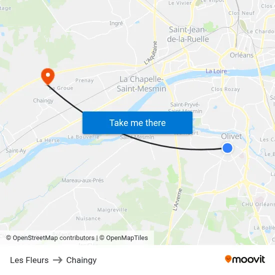 Les Fleurs to Chaingy map