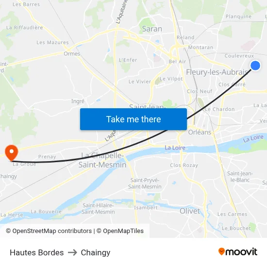 Hautes Bordes to Chaingy map