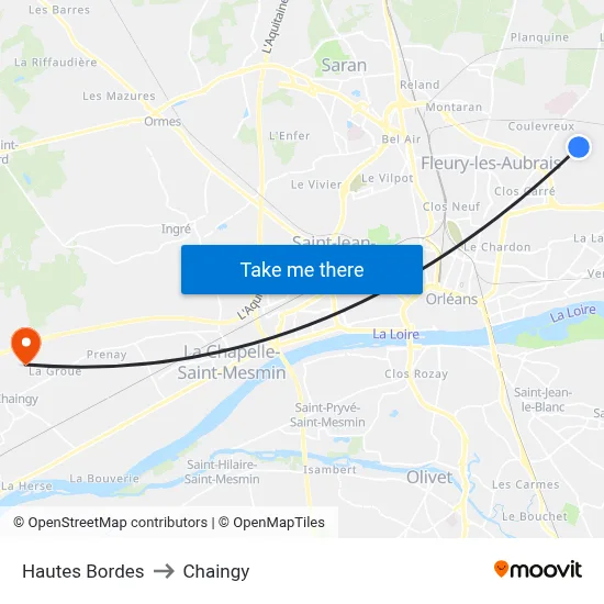Hautes Bordes to Chaingy map