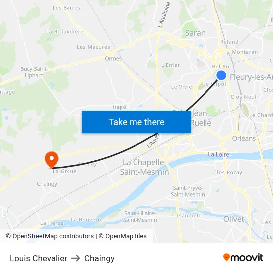 Louis Chevalier to Chaingy map