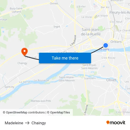 Madeleine to Chaingy map