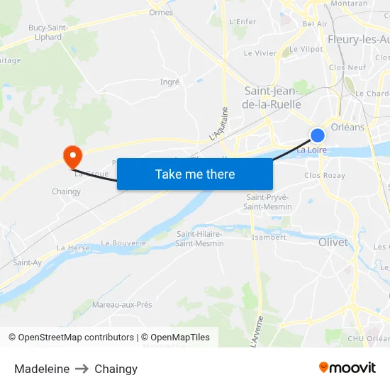 Madeleine to Chaingy map