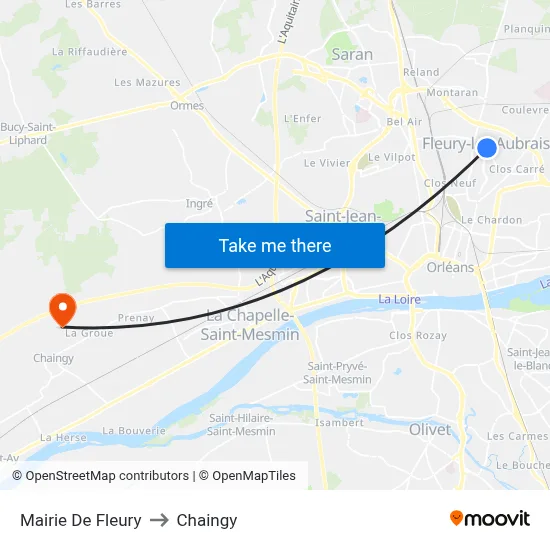 Mairie De Fleury to Chaingy map