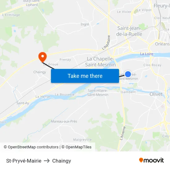 St-Pryvé-Mairie to Chaingy map