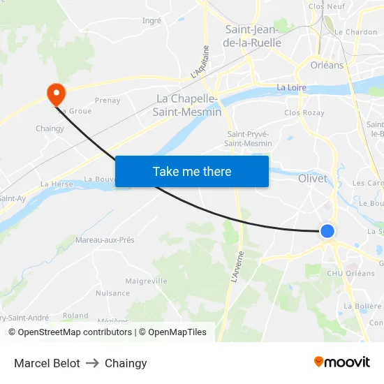 Marcel Belot to Chaingy map
